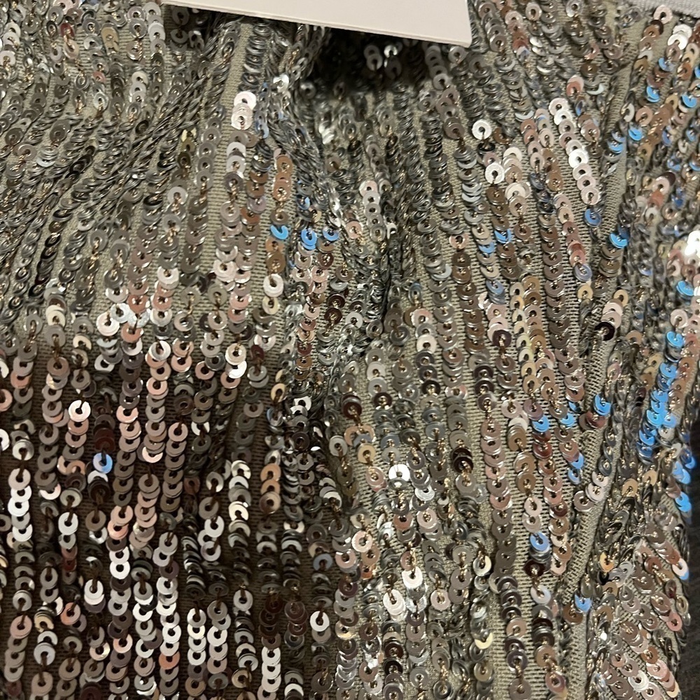 Generation Love Tina Silver Sequin One Shoulder Top Sz XXS NWT - Picture 4 of 7